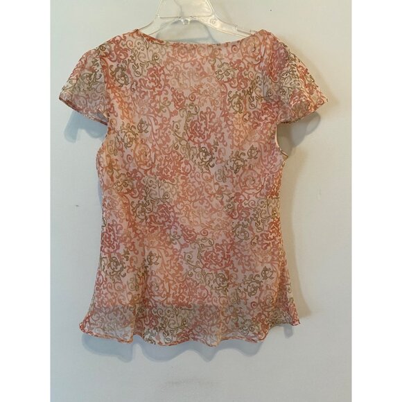 Sangria 2 pc Skirt Set Midi Ruffled Sheer Lined & Short Sleeve Top Size 10 - Picture 3 of 16